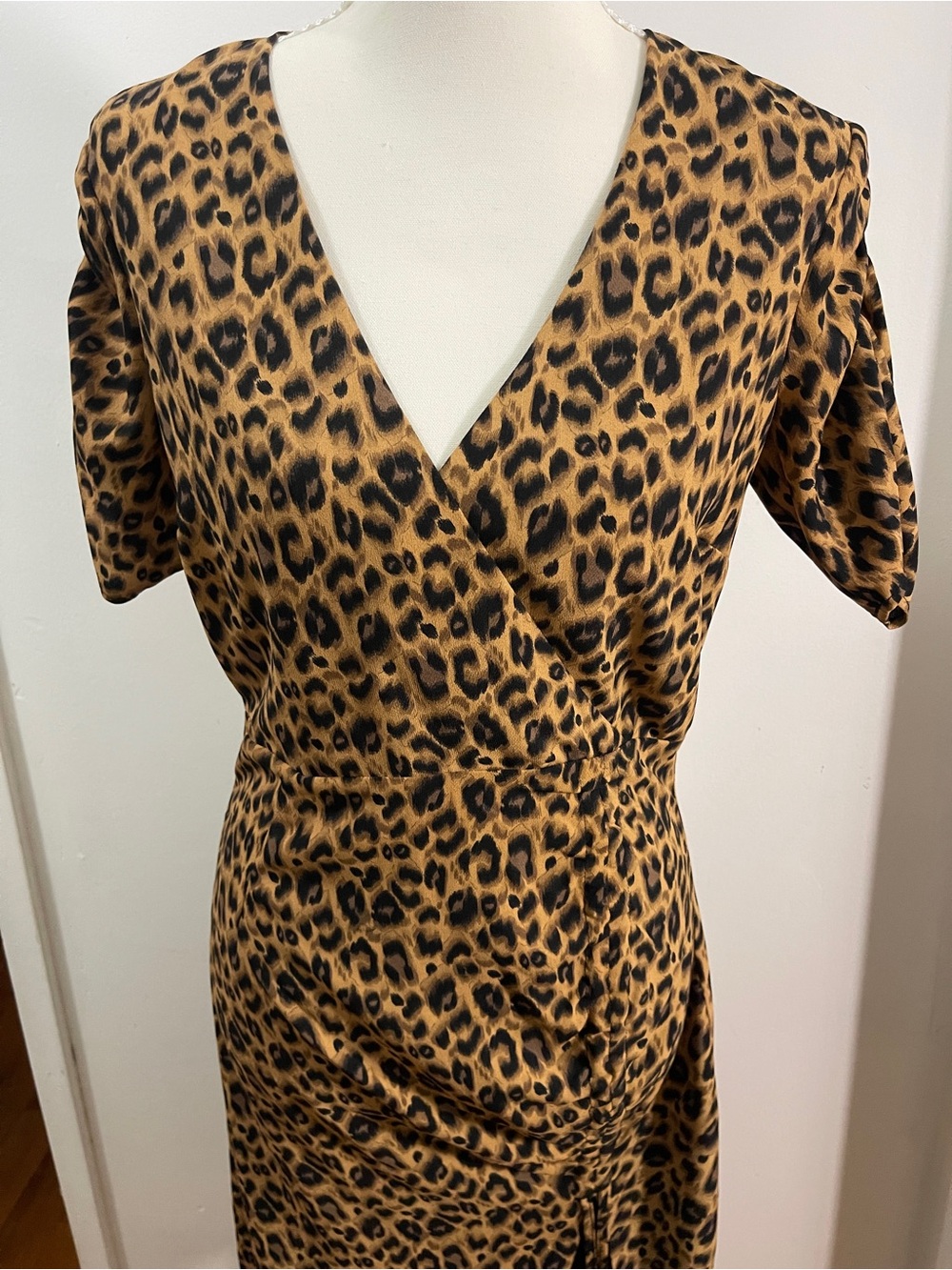 Bardot Leopard Print Ruched Wrap Dress